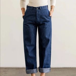 Imogen + Willie Kate Indigo Rigid High Rise Denim Trousers